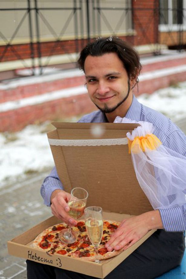 man marries pizza
